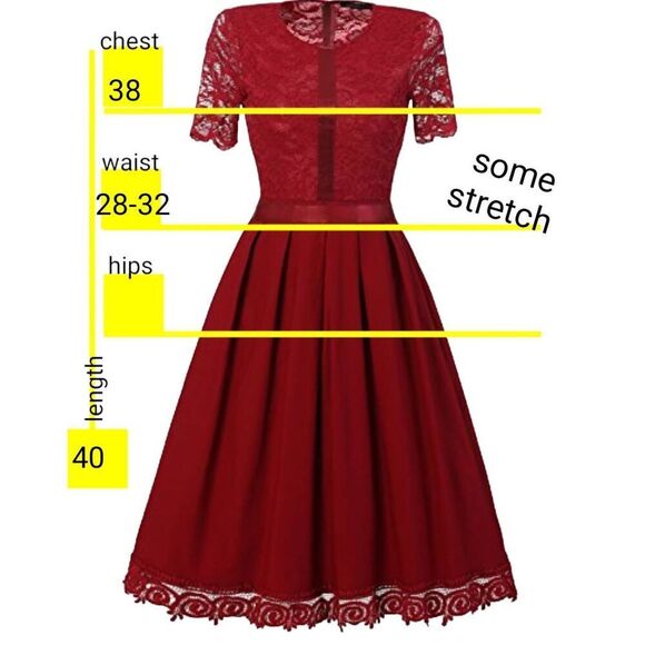 Red Lace Wedding Homecoming Casual Evening Cocktail Party Dress Designer - Picture 5 of 16